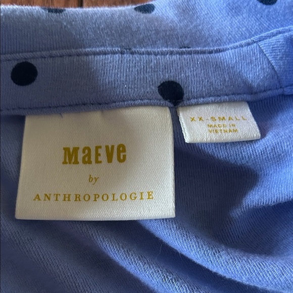 Anthropologie Maeve Blue Polka Dot Button-Down Shirt - Picture 5 of 8